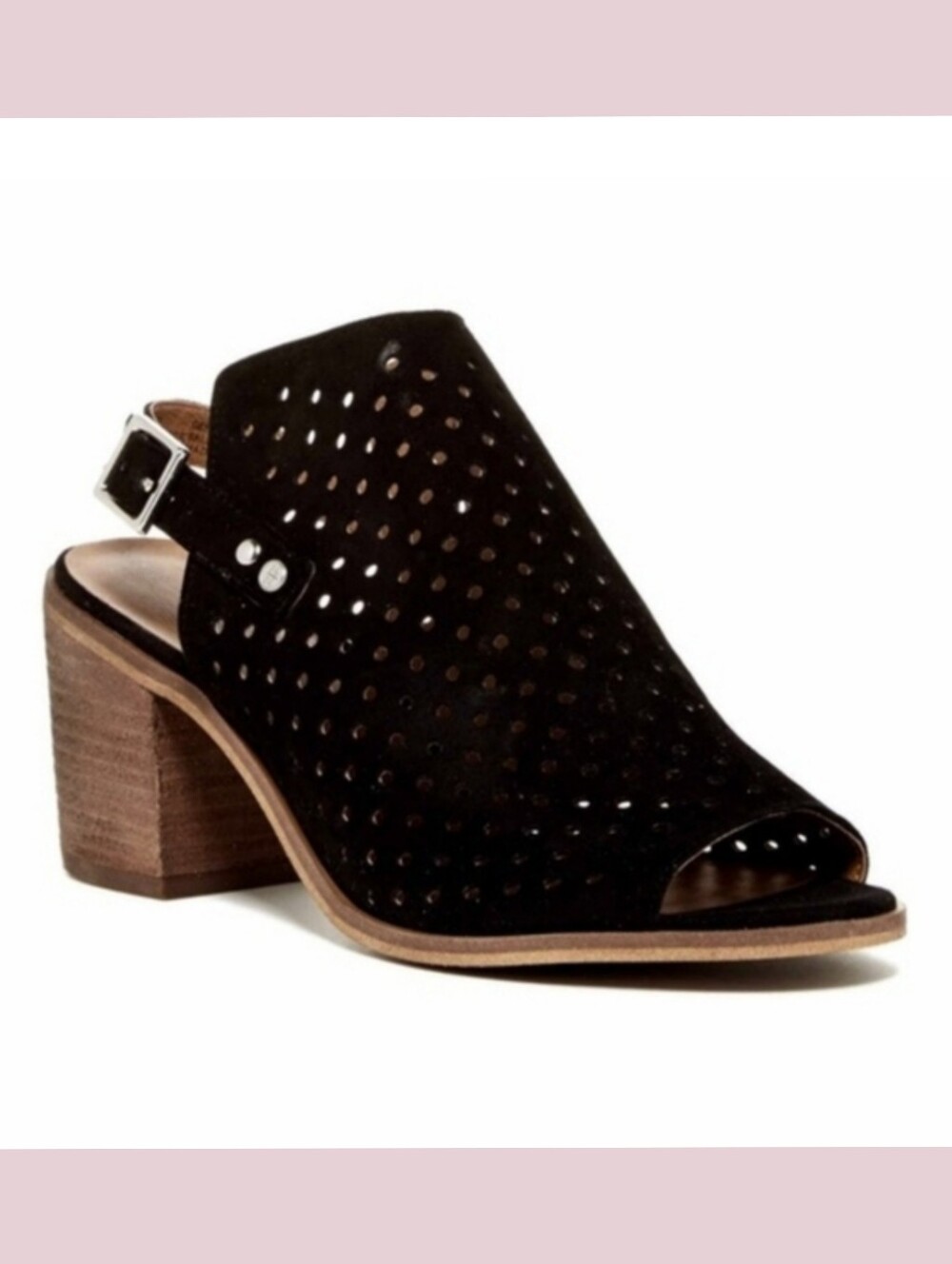 Black Suede Perforated Open Toe Sandals